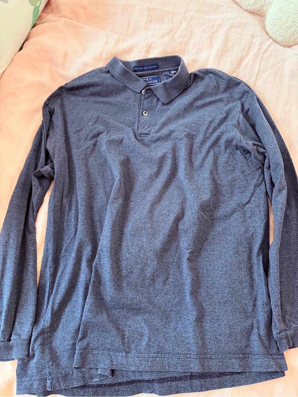 John Ashford Men's Long-Sleeve Polo - Heather Navy